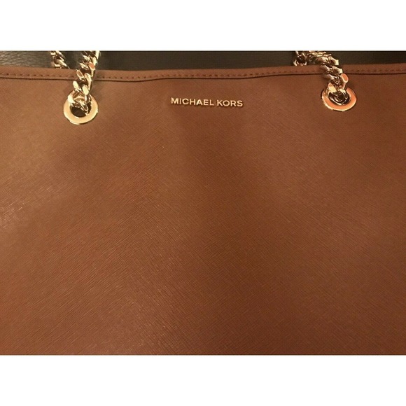 Michael Kors Tan Zippered Triple Compartment Gold Chain Tote - Picture 4 of 9